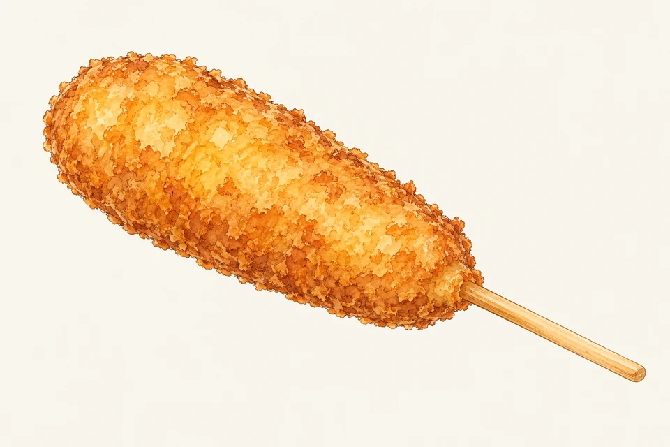 Representative illustration of one cheese corndog